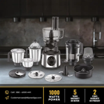 Prestige Food Processor 42561 Endura Pro 1000W 6 Jars, Black & Silver